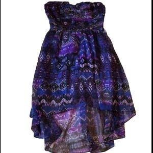 Forever 21 Boho High Low Strapless Multicolor Festival Dress S